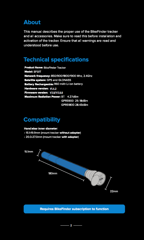 bikefinder user manual page 2