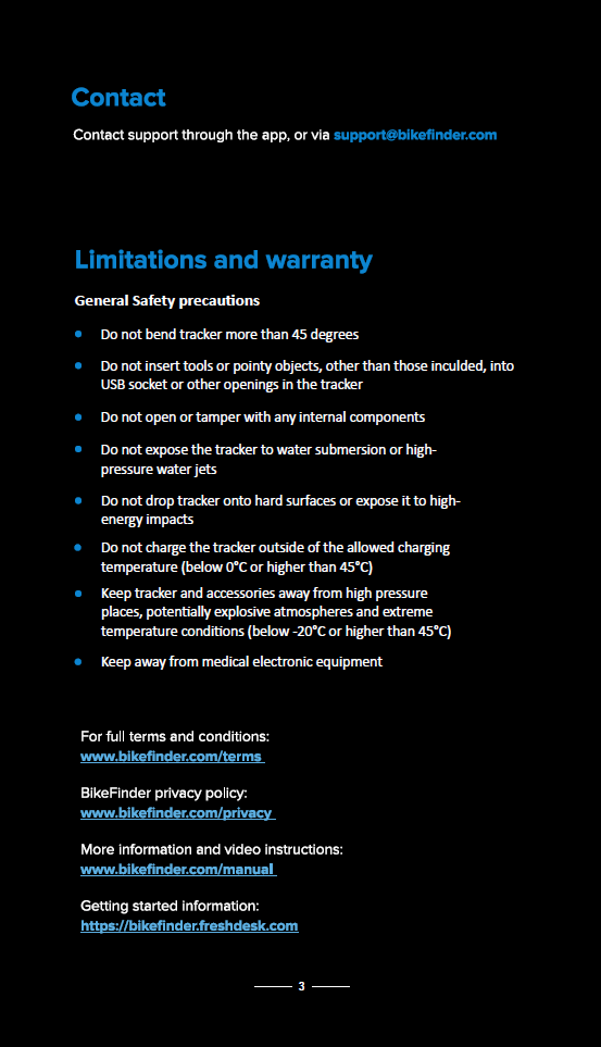 bikefinder user manual page 3