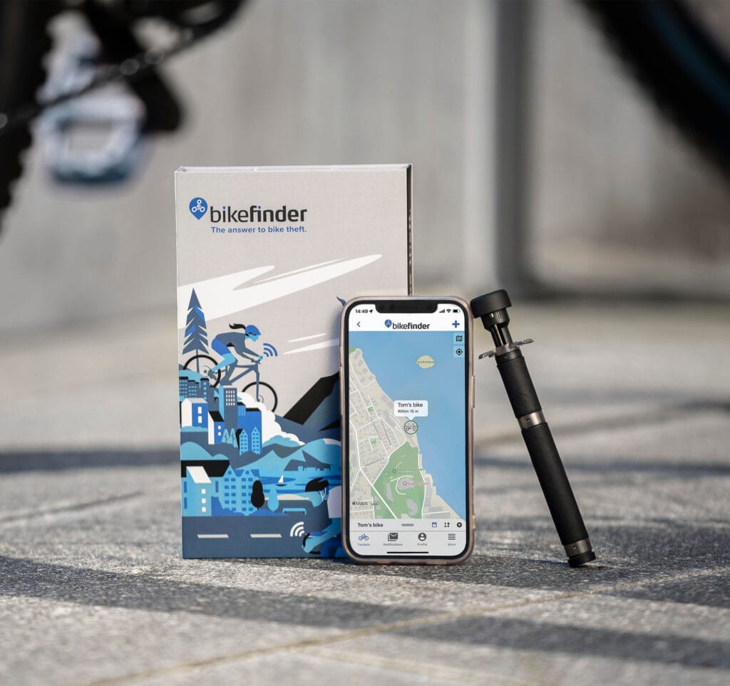 BikeFinder avansert sykkeltracker med app for GPS-sporing og tyveribeskyttelse.